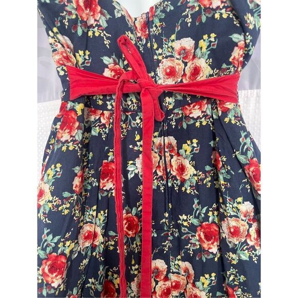 Y2K Short Floral Sundress With Red Trim - Picture 2 of 6